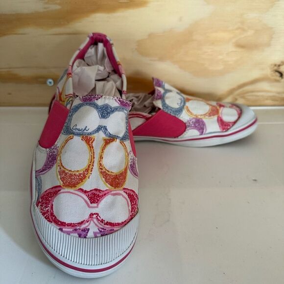Coach Pink and Multicolor Slip-On Sneakers - Picture 1 of 5
